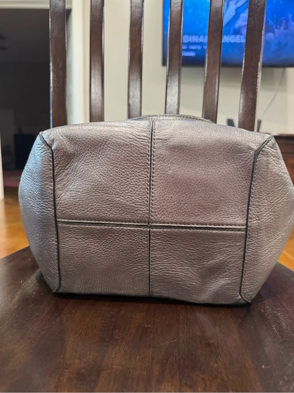 kate spade Metallic Gray Pebbled Leather Tote